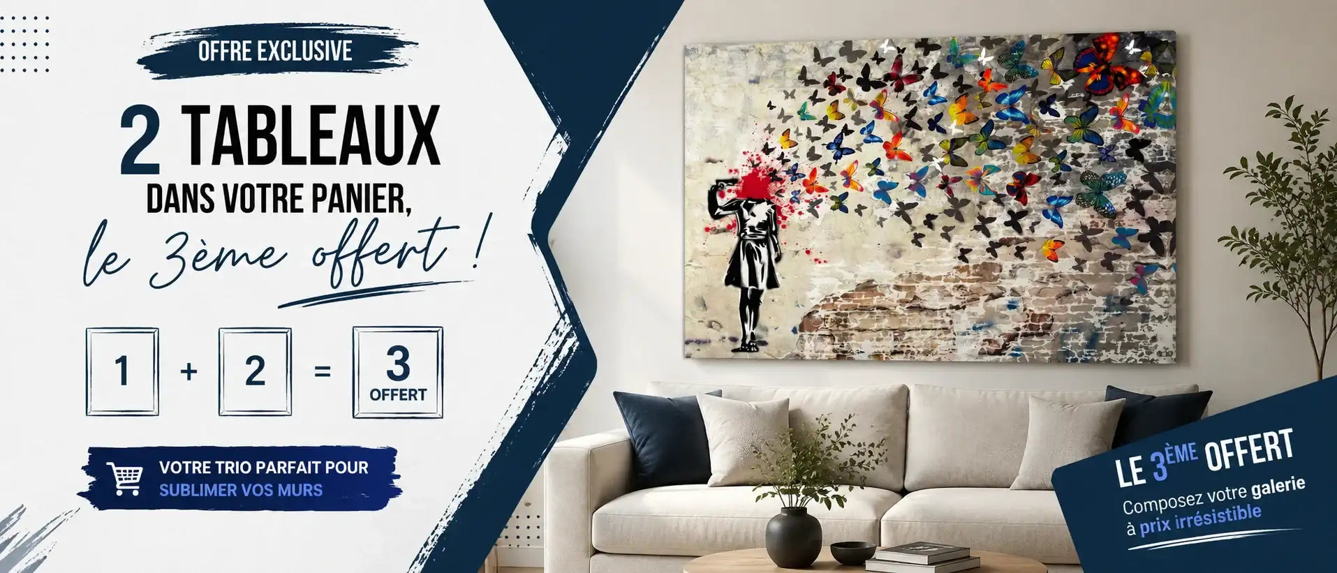 Une impression sur toile vibrante, style graffiti, représentant une figure noir et blanc aux cheveux rouges, avec de la peinture pulvérisée, sur un fond de mur texturé.
