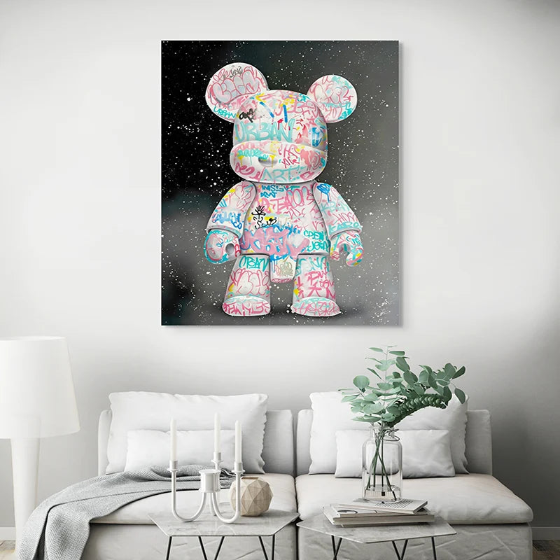 ours graffiti tags pastels et éclaboussures peinture