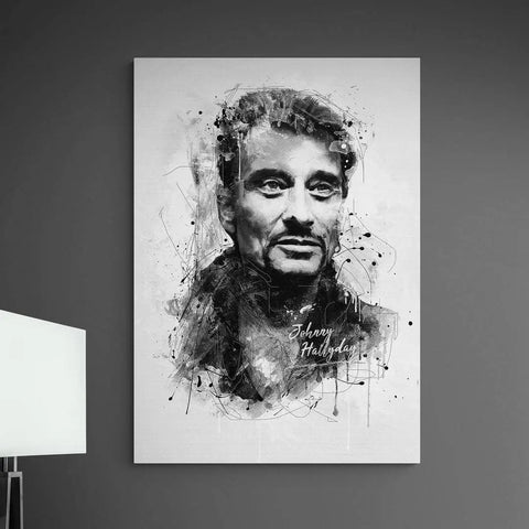 Tableau Johnny Hallyday Noir et blanc
