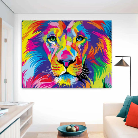 Tableau Lion pop art portrait montableaudeco.Com