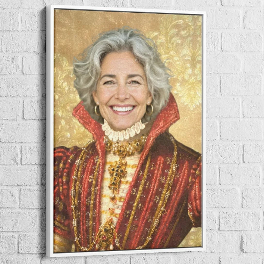 Portrait d’époque personnalisé femme en costume doré

