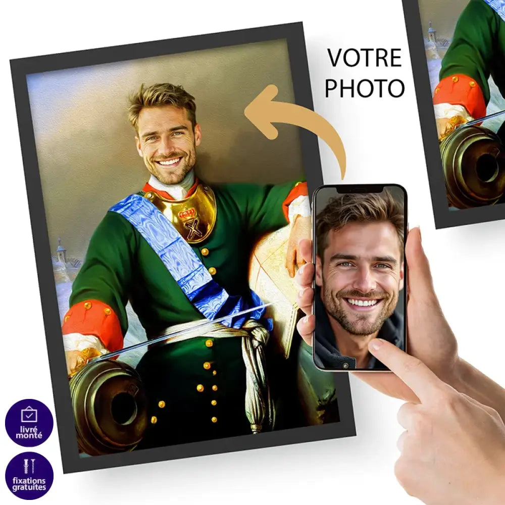 Tableau personnalisé style empereur historique avec photo

