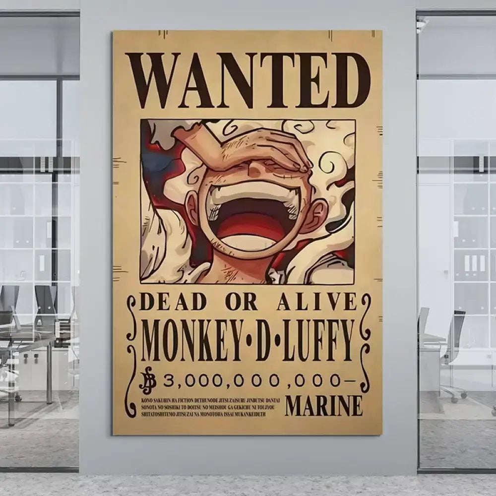 Affiche Wanted One Piece Monkey D. Luffy – Poster manga déco murale

