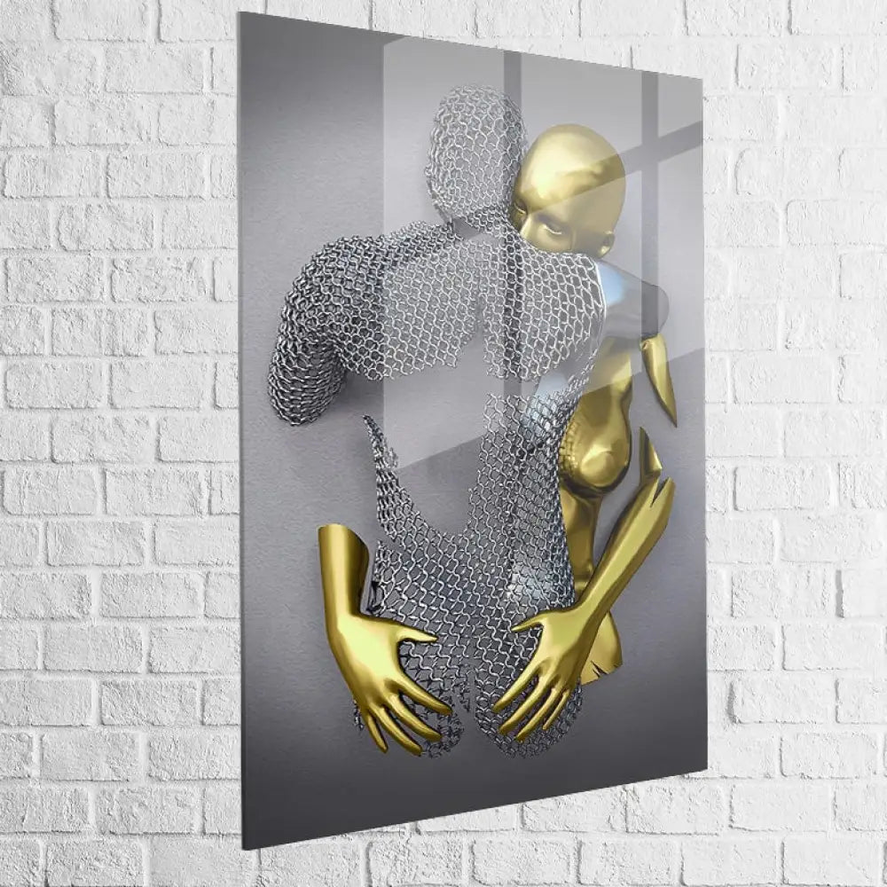 Tableau 3D Un Amour Gris et Or 40x60cm / C / Plexiglas Tableau moderne