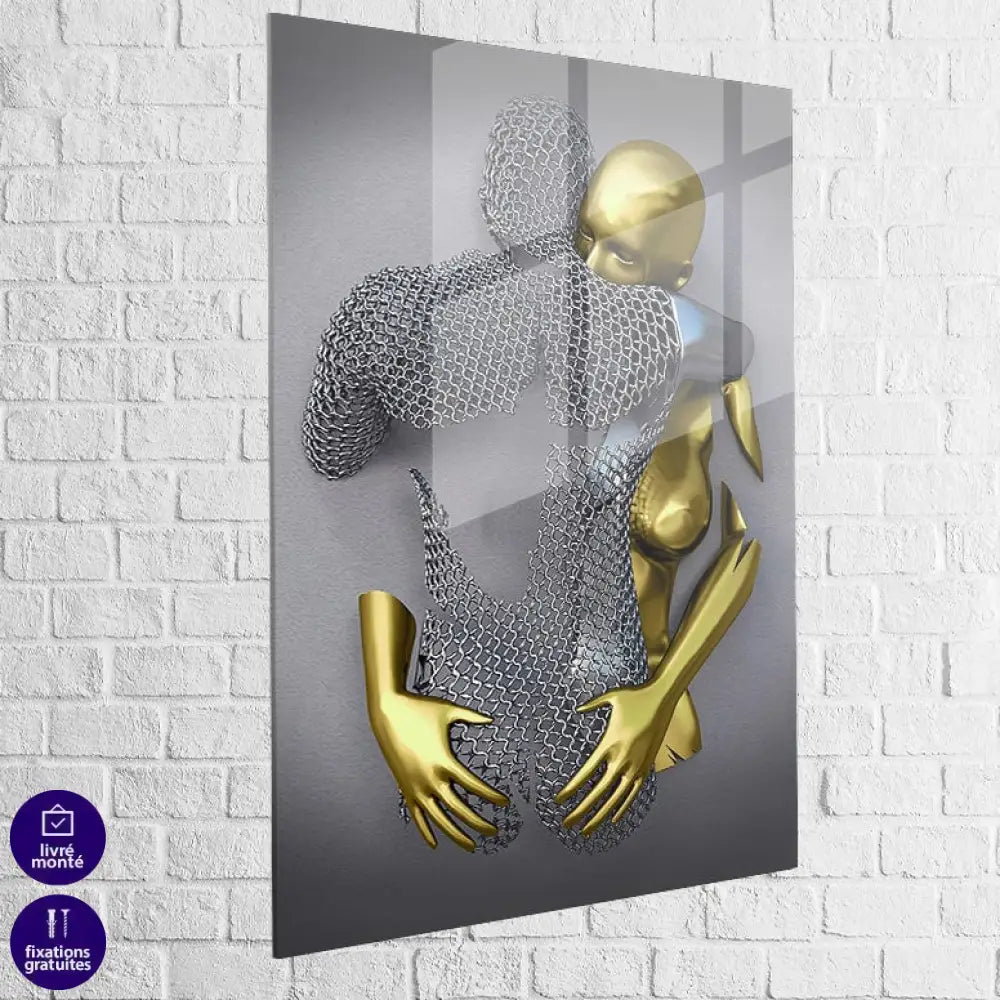 Tableau 3D Un Amour Gris et Or 40x60cm / C / Plexiglas Tableau moderne