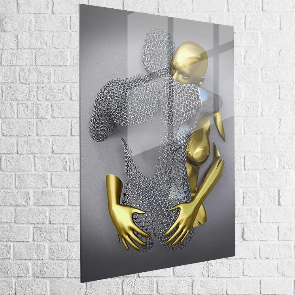 Tableau 3D Un Amour Gris et Or 40x60cm / C / Plexiglas Tableau moderne