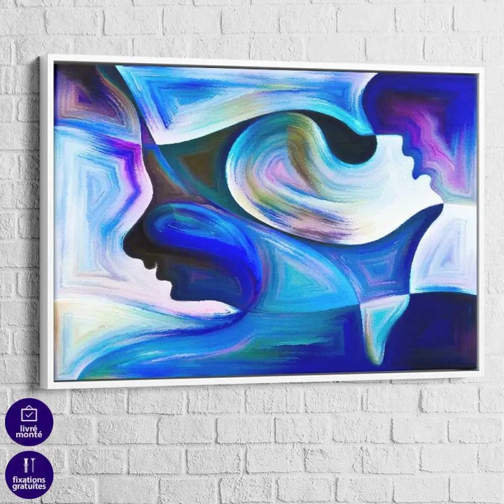 Tableau Abstrait Bleu Visage - Montableaudeco