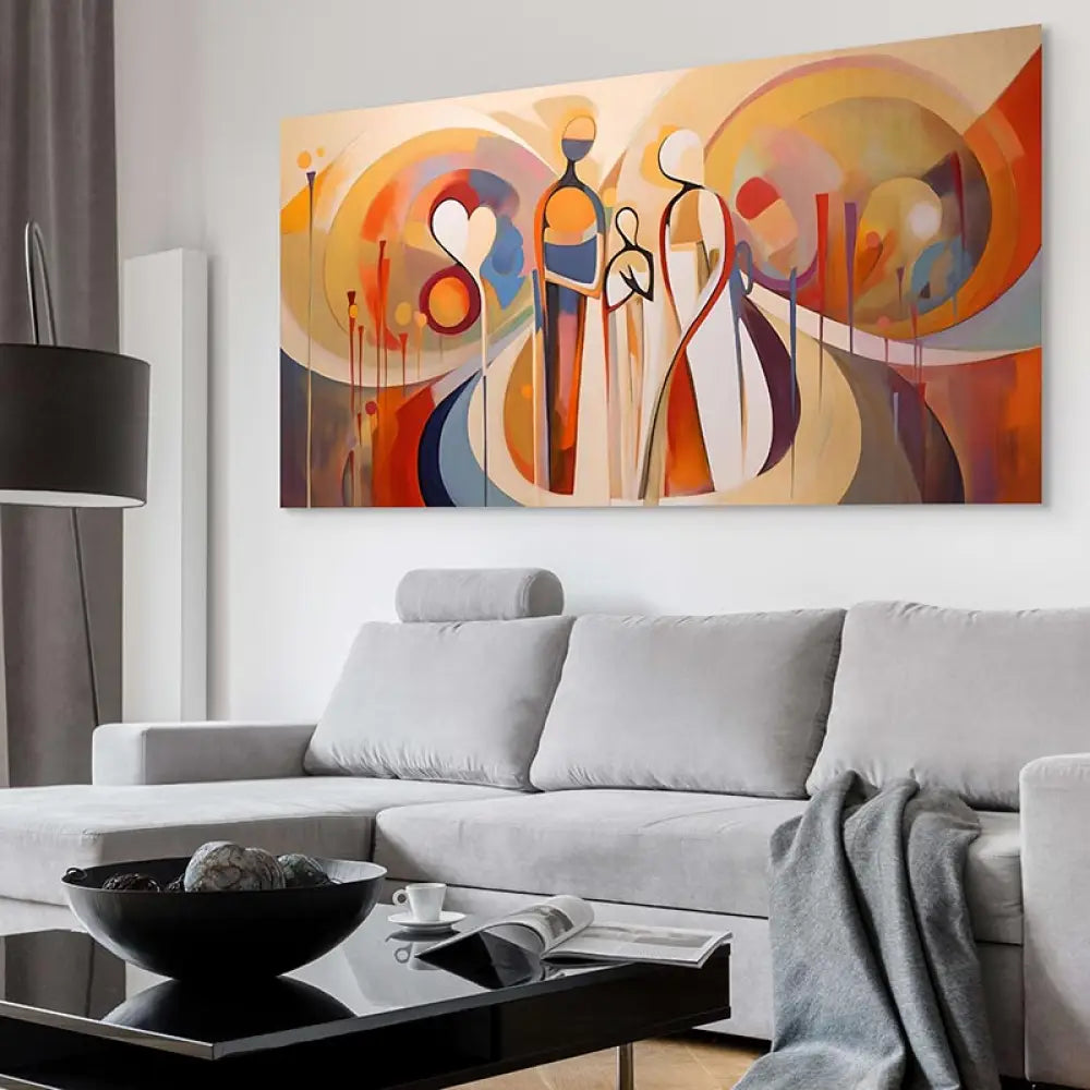 Tableau Abstrait Cercle de Vie 40x80cm / Toile tendue sur châssis Tableau Abstrait