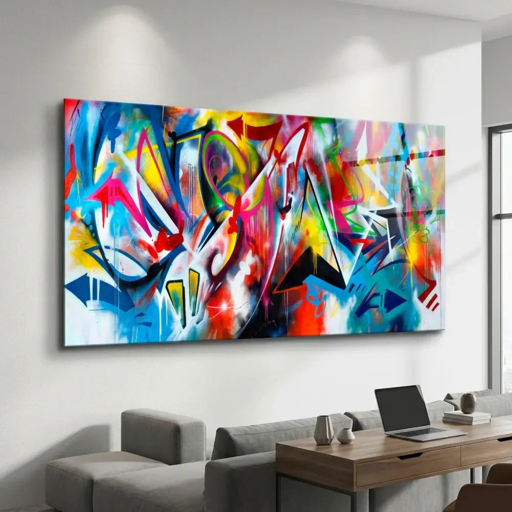 décoration murale abstraite graffiti coloré