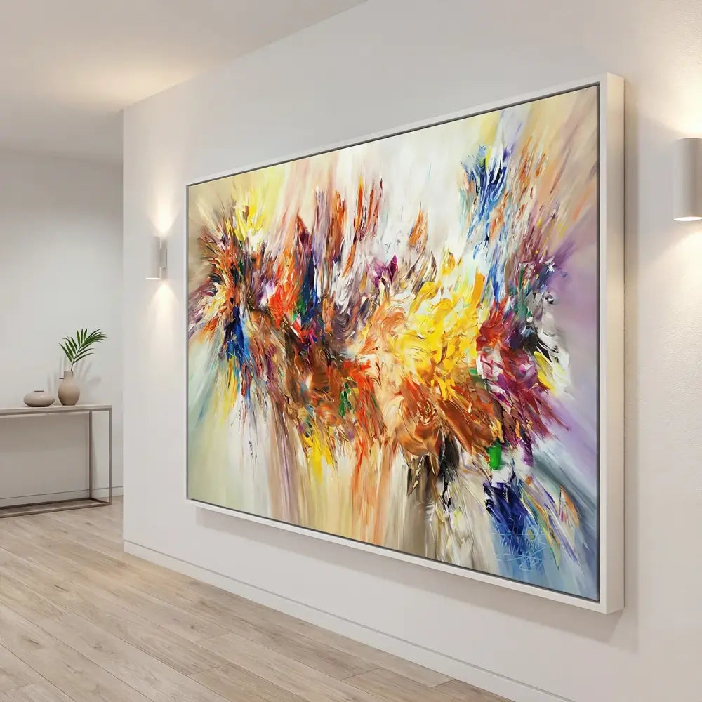 Tableau Abstrait Explosion - 50x100cm / Cadre blanc - Tableau Abstrait