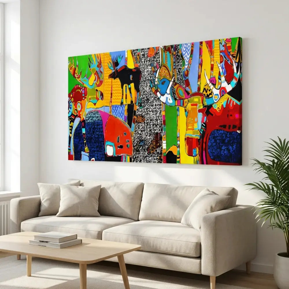 Tableau abstrait coloré La vie dans la forêt – décoration murale moderne