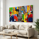 Tableau abstrait coloré La vie dans la forêt – décoration murale moderne