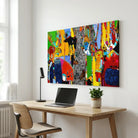 Tableau abstrait style pop art avec animaux stylisés – ambiance urbaine moderne
