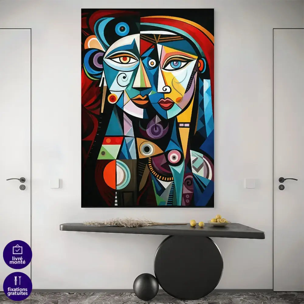 Tableau abstrait cubiste coloré L’Âme en Mosaïque

