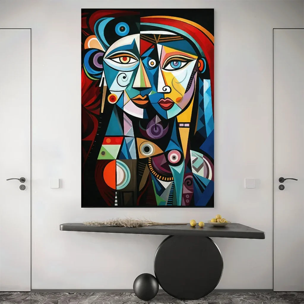 Tableau abstrait cubiste coloré L’Âme en Mosaïque

