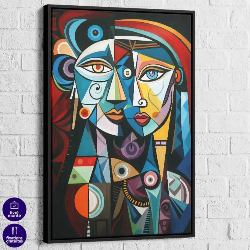 Œuvre murale moderne style Picasso multicolore

