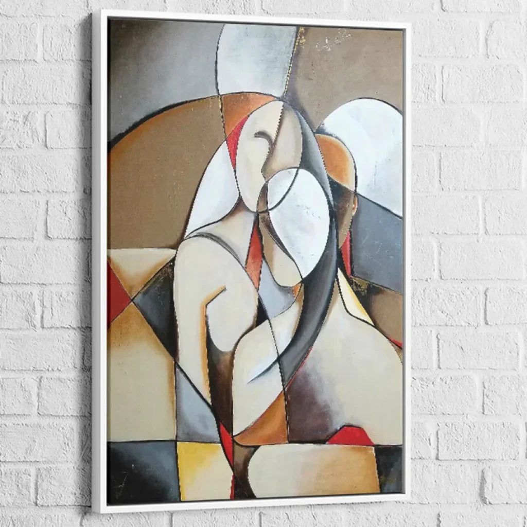 Tableau Abstrait Le Couple 40x60cm / Cadre Blanc Tableau Abstrait