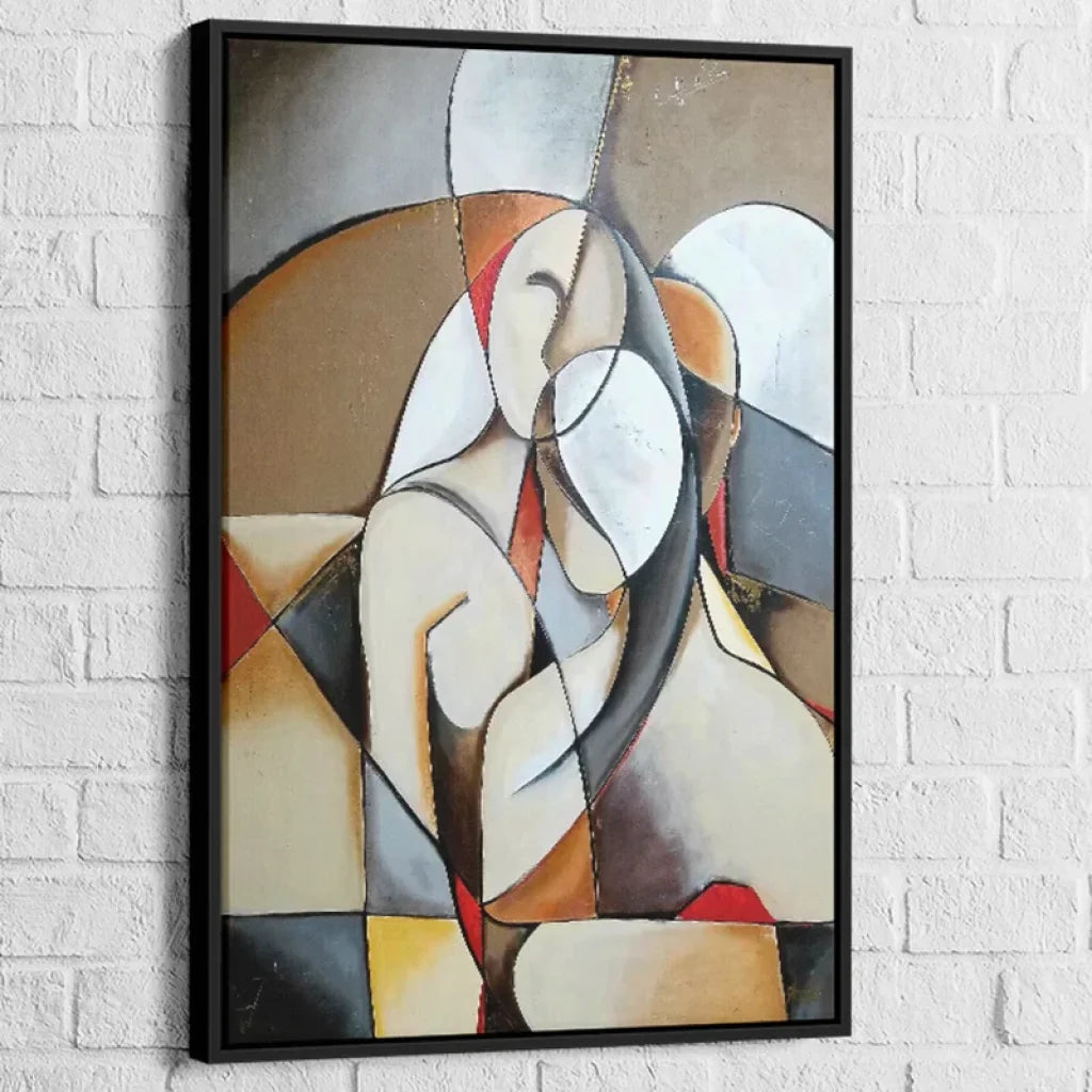 Tableau Abstrait Le Couple 40x60cm / Cadre Noir Tableau Abstrait