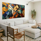 Tableau abstrait musicien – archet et violon, style cubiste contemporain