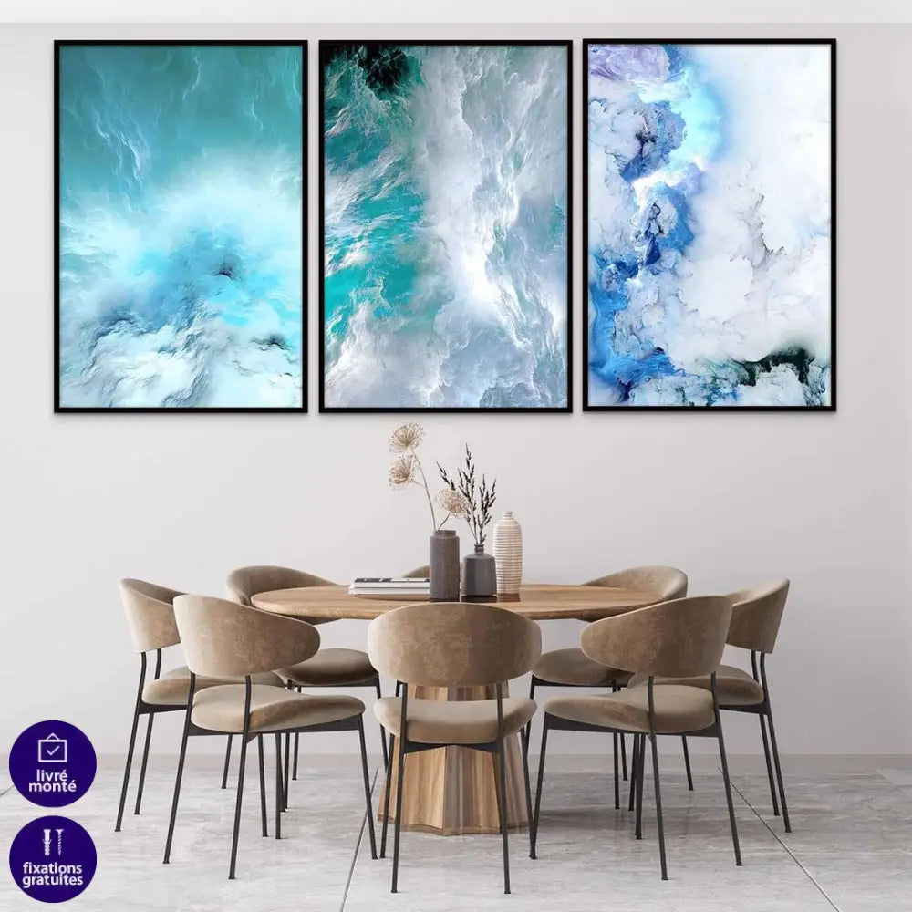 Tableau Abstrait Nuage 3 Parties - Montableaudeco
