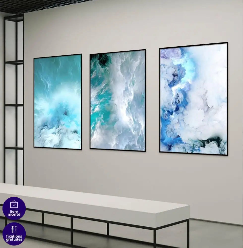 Tableau Abstrait Nuage 3 Parties - Montableaudeco