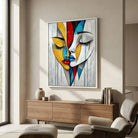 Abstract intertwined faces painting for elegant bedroom decor