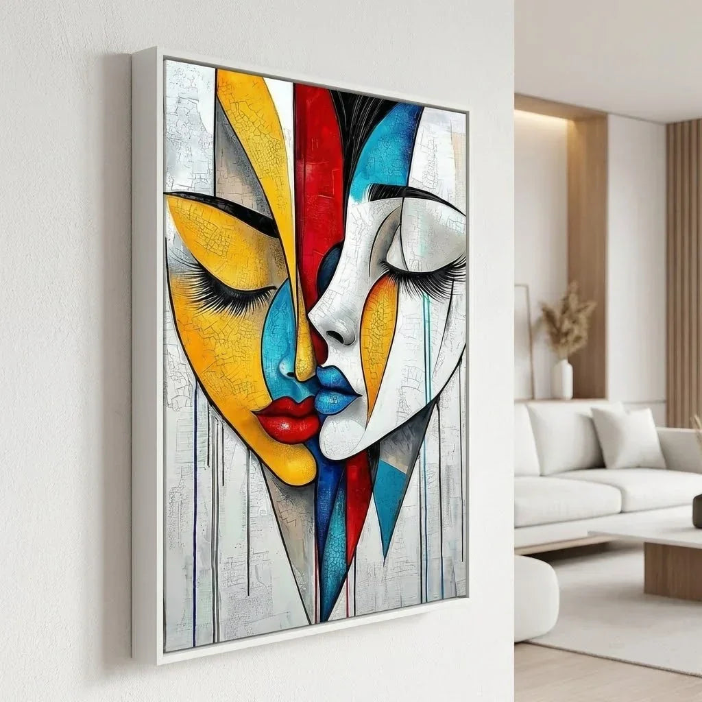 Abstract Canvas Art : Intertwined Woman and Man Abstract Canvas Art Artistic Design