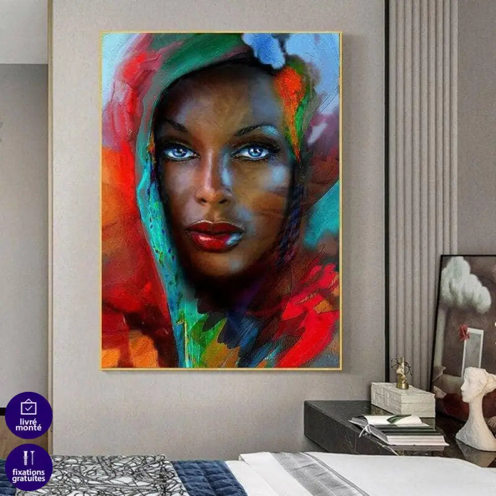 Tableau Afrique La Femme au yeux Bleus - Montableaudeco