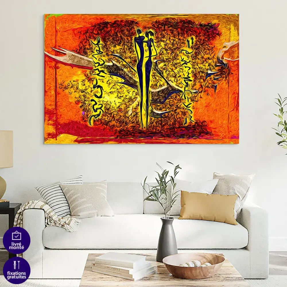 Tableau Afrique Le Couple Amoureux aux couleurs chaudes