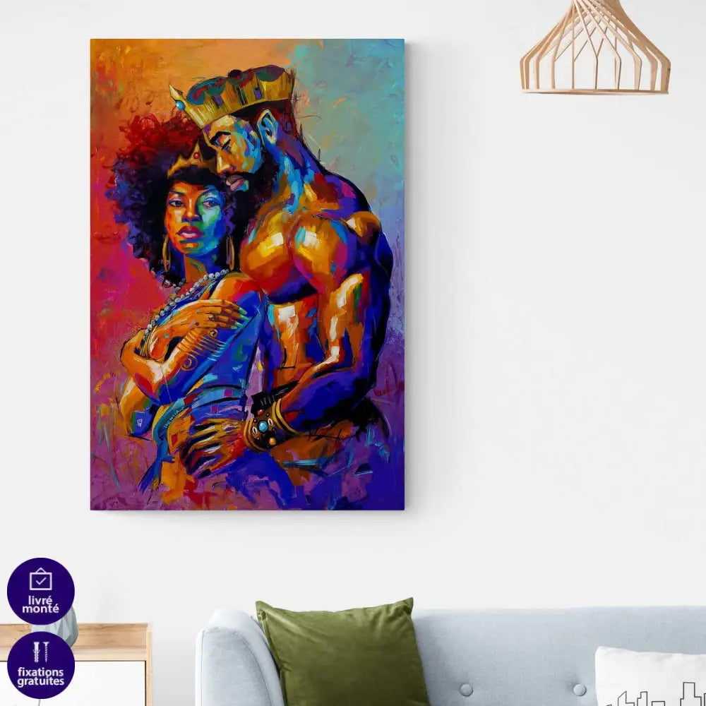 Tableau Afrique Un Roi Une Reine - Montableaudeco