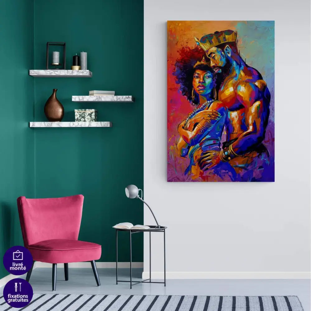 Tableau Afrique Un Roi Une Reine - Montableaudeco