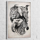 Tableau Animaux Force et Élégance 40x60cm / Cadre Blanc Tableau Animaux