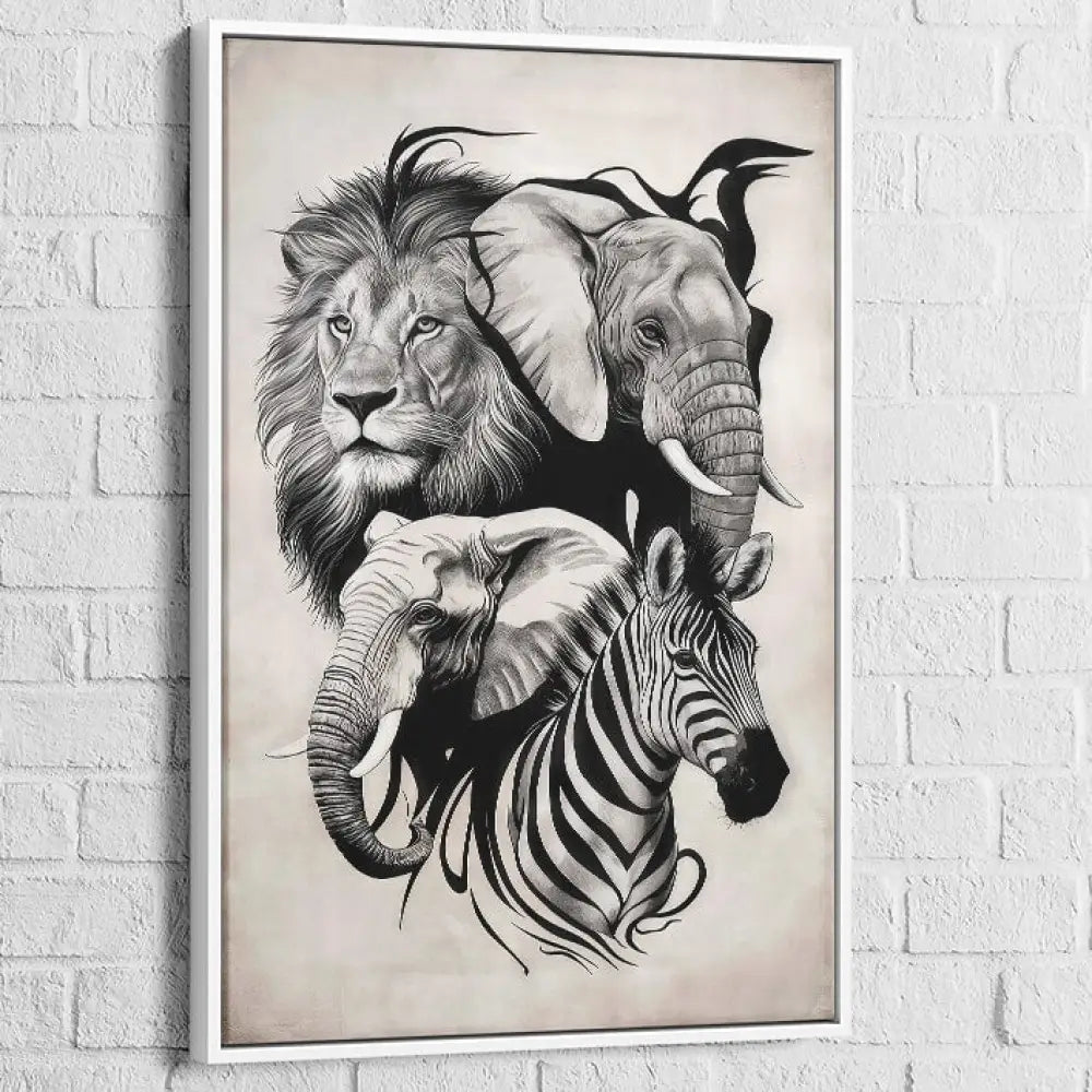 Tableau Animaux Force et Élégance 40x60cm / Cadre Blanc Tableau Animaux