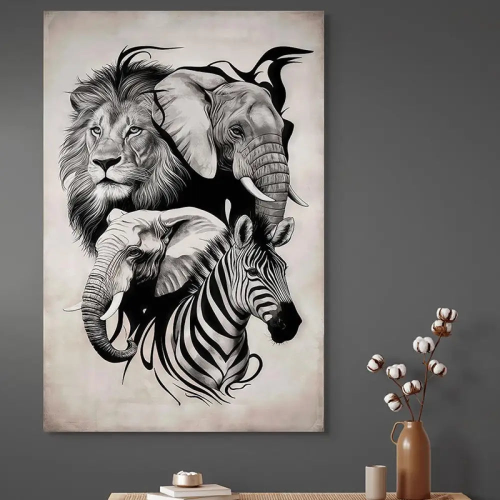 Tableau Animaux Force et Élégance 40x60cm / Toile tendue sur châssis Tableau Animaux