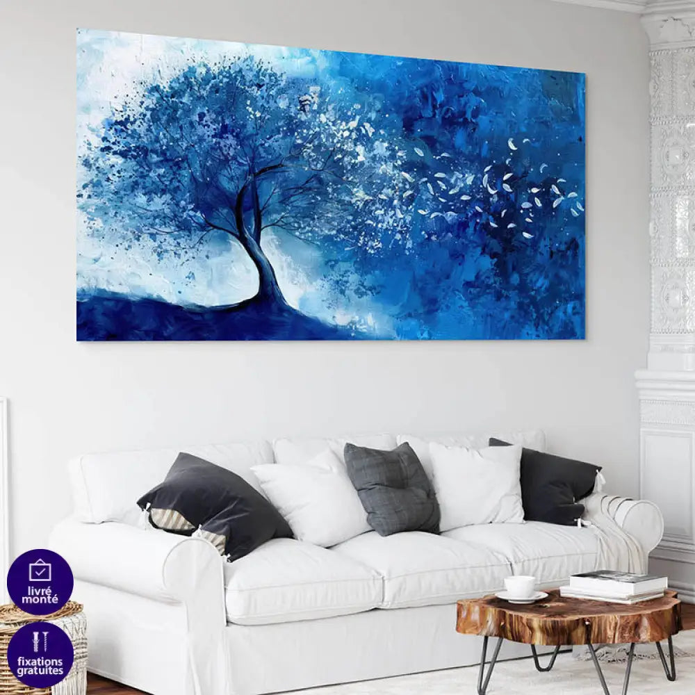 Tableau Arbre de Vie Bleu 40x80cm / Toile tendue sur châssis Tableau Arbre