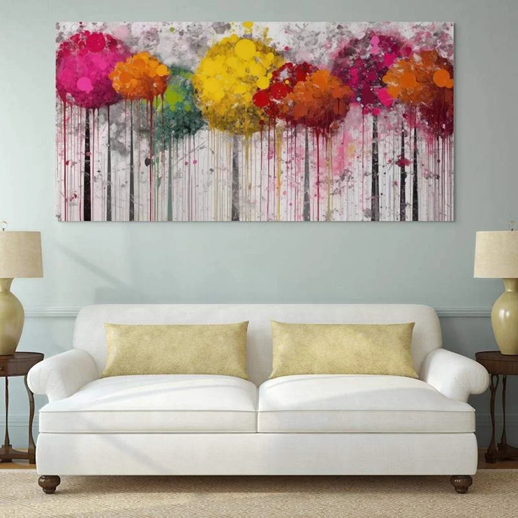 Tableau Arbre Forêt de Couleurs 40x80cm / Toile tendue sur châssis Tableau Arbre