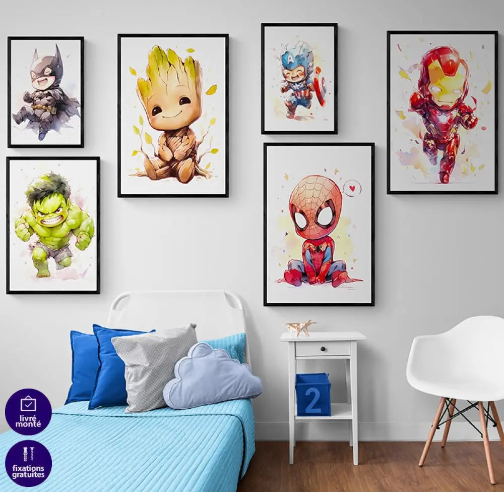Tableau Baby’s Marvel 40x60cm / Affiche sans cadre / 6 Pièces Tableau Enfant