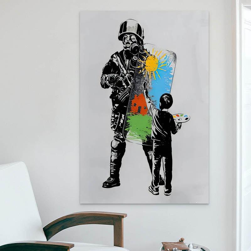 Tableau Banksy L'enfant Manifest - Montableaudeco