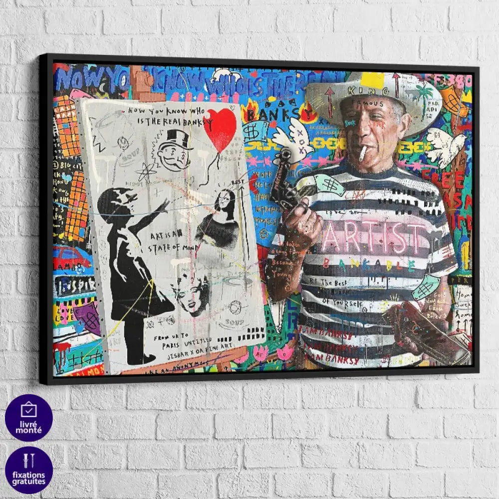 Décoration murale street art avec message engagé et visuel pop

