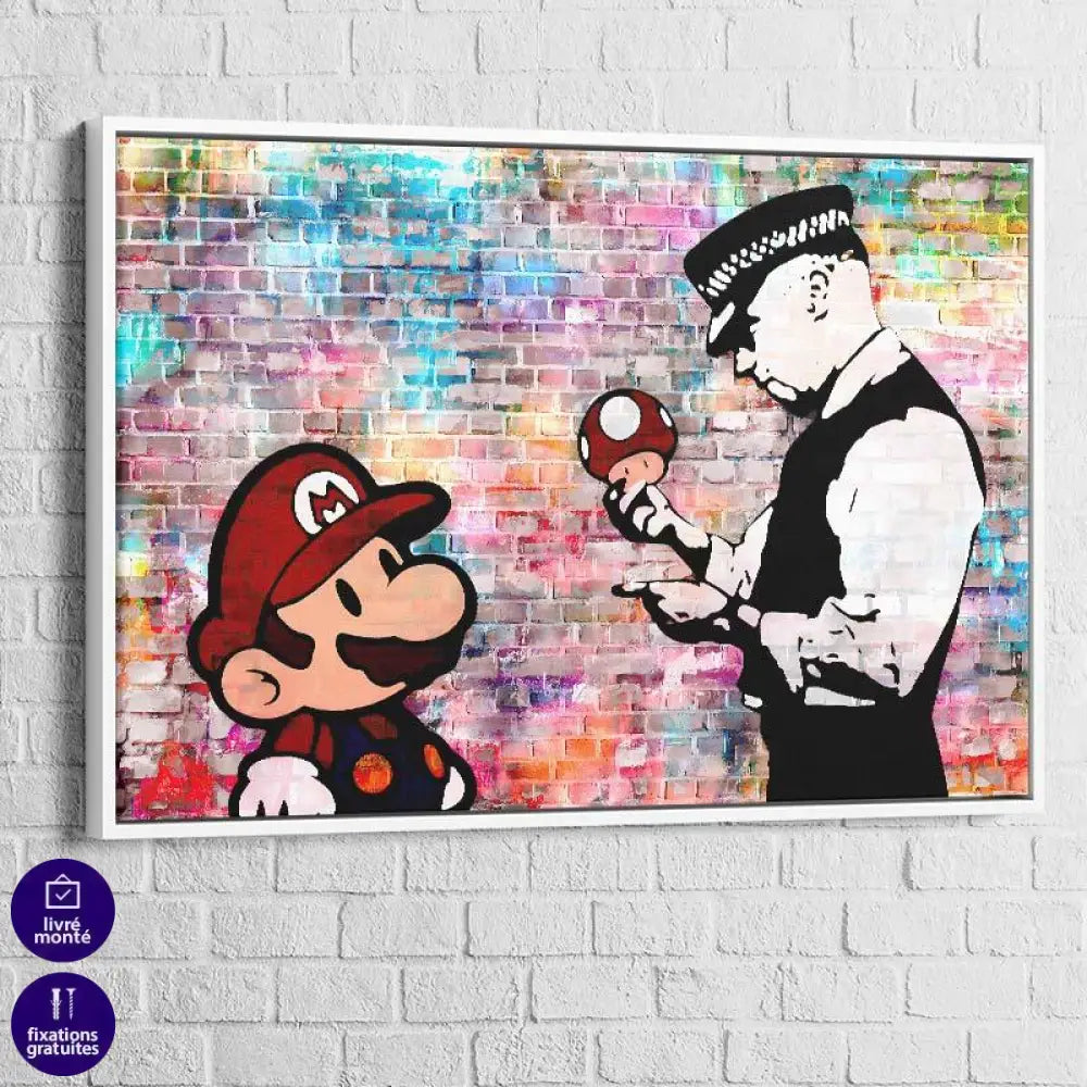 Tableau Banksy Mario et le policier - Montableaudeco