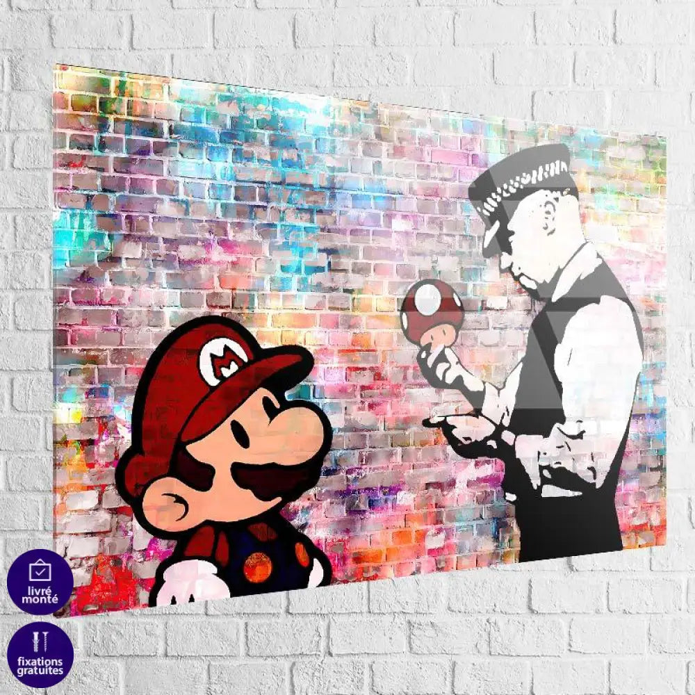 Tableau Banksy Mario et le policier - Montableaudeco