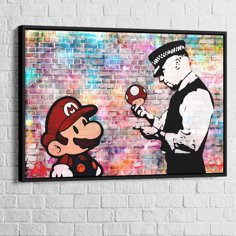 Tableau Banksy Mario et le policier - Montableaudeco