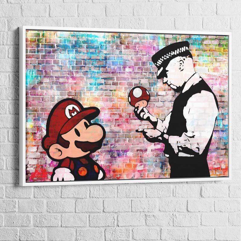 Tableau Banksy Mario et le policier - Montableaudeco