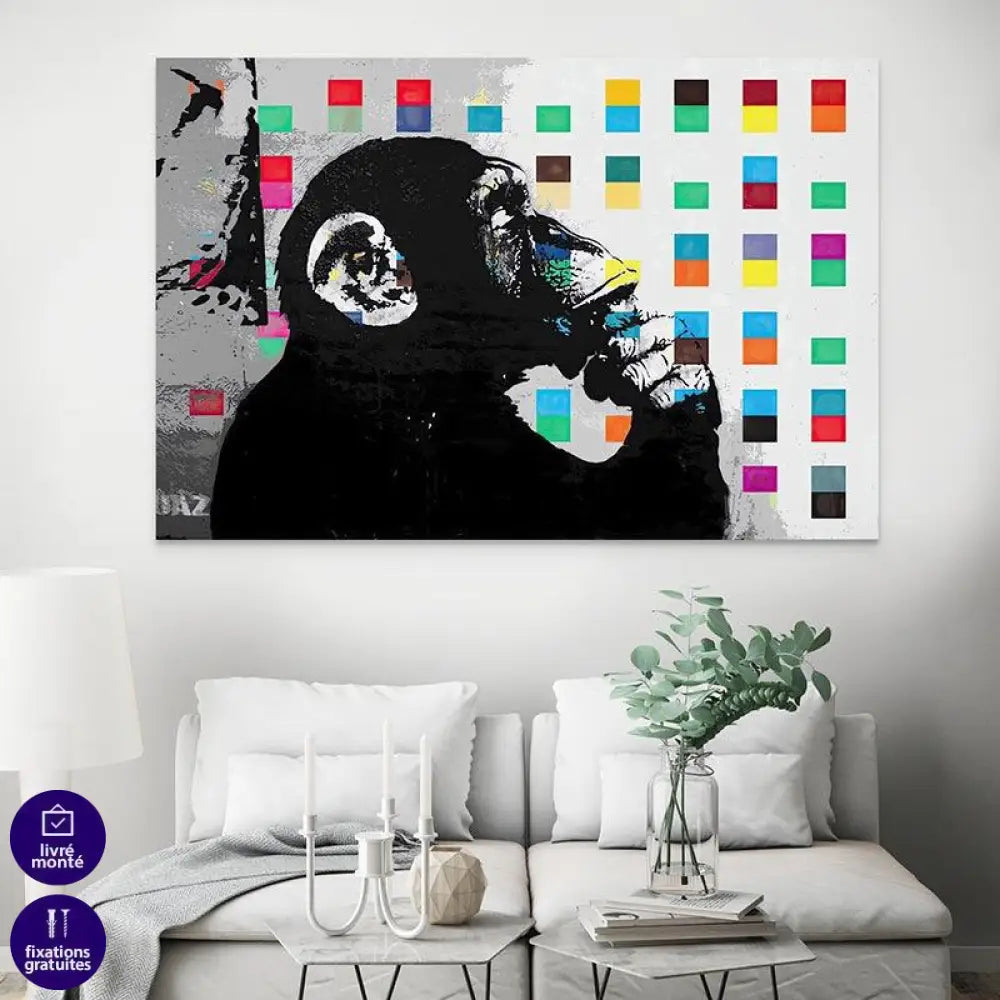 Tableau Banksy Monkey Think - Montableaudeco