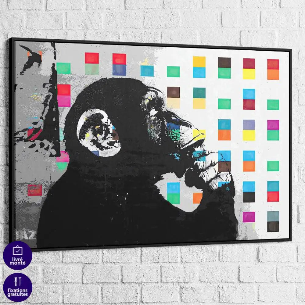 Tableau Banksy Monkey Think - Montableaudeco