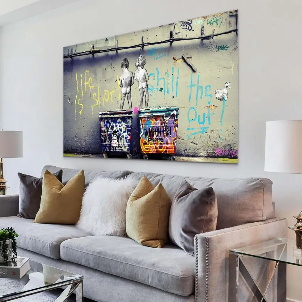 Tableau Banksy Panoramique Life Is Short - Montableaudeco