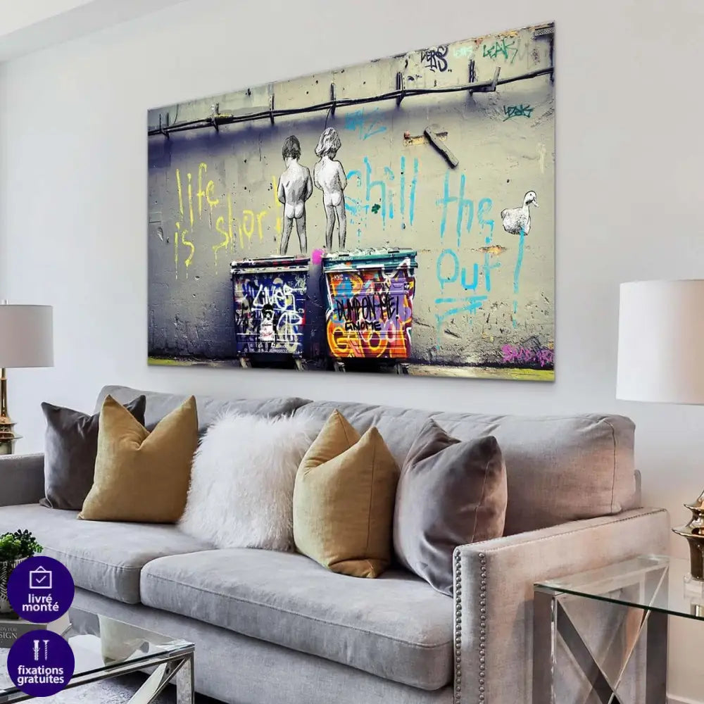 Tableau Banksy Panoramique Life Is Short - Montableaudeco