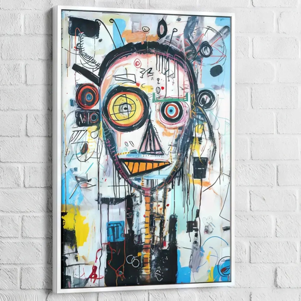 Toile tendue sur châssis Basquiat moderne installée dans un intérieur arty et lumineux
