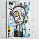 Toile tendue sur châssis Basquiat moderne installée dans un intérieur arty et lumineux