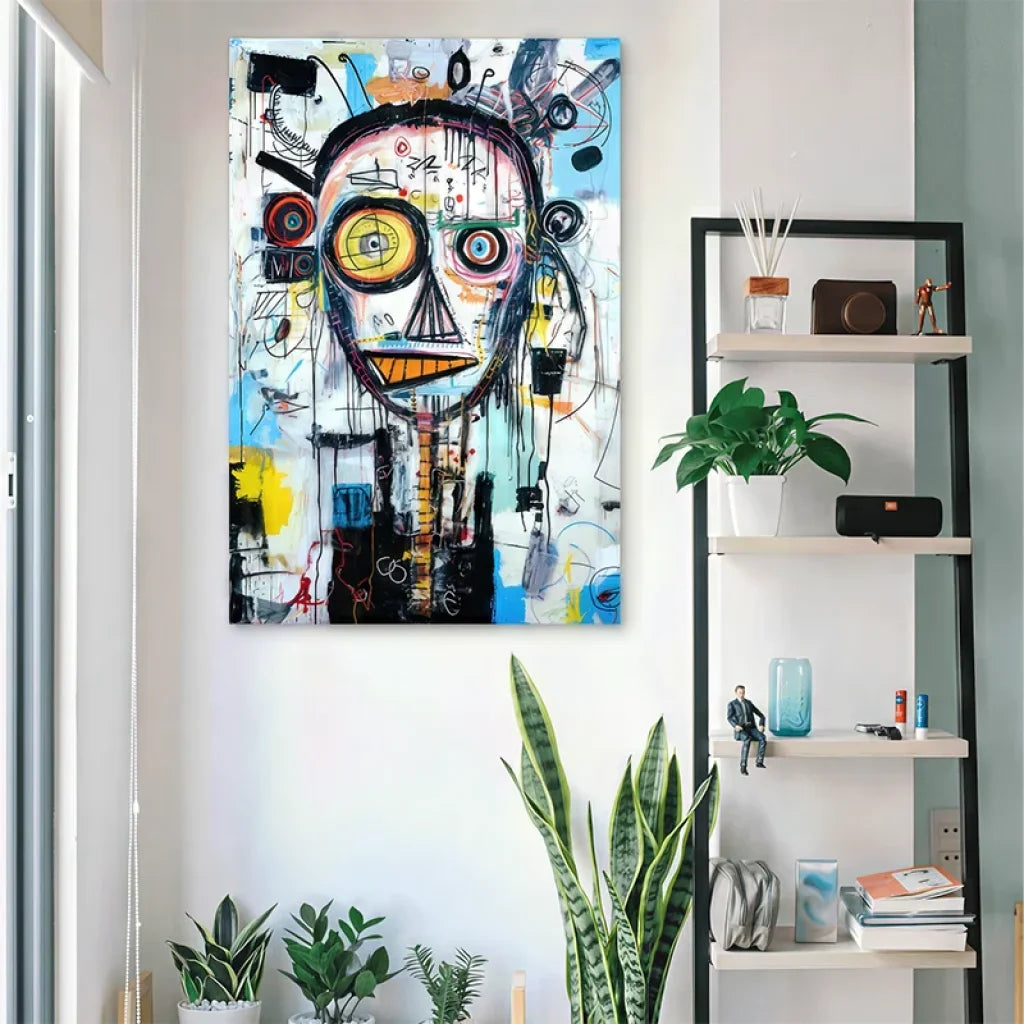 Décoration murale expressive inspirée de l’univers urbain de Basquiat en grand format